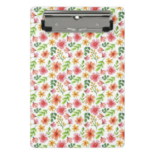 Mini Porte-bloc Motif de fleurs roses à l'aquarelle