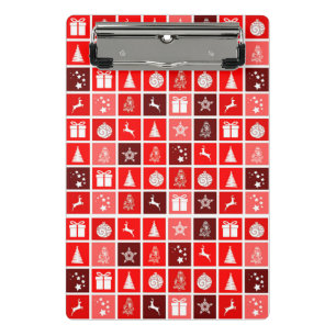 Mini Porte-bloc Motif de grille de Noël rouge moderne minimaliste