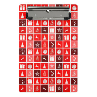 Mini Porte-bloc Motif de grille de Noël rouge moderne minimaliste