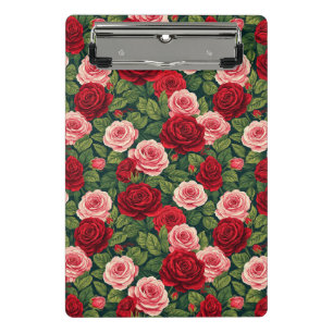 Mini Porte-bloc Motif de rose vibrant avec des roses rouges et ros