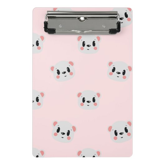Mini Porte-bloc Motif de visage d'ours Kawaii mignon sur rose past (Devant)