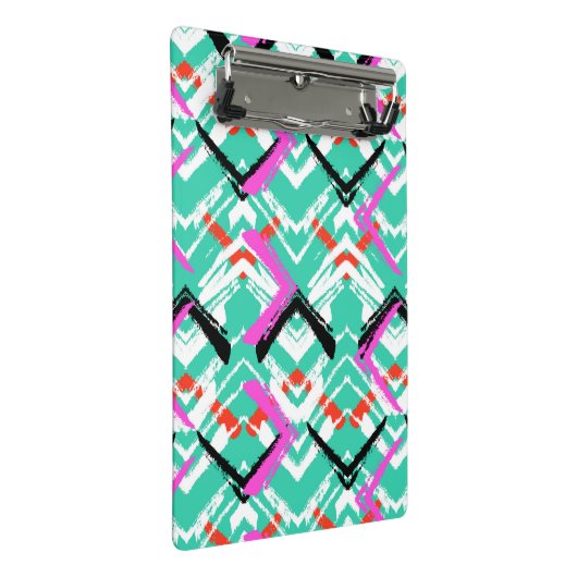 Mini Porte-bloc Motif de zigzag turquoise tiré par la main (Incliné)