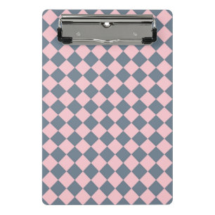 Mini Porte-bloc Motif diamant à carreaux rose gris
