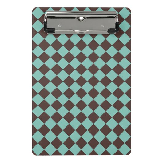 Mini Porte-bloc Motif diamant Brown Turquoise Checker (Devant)