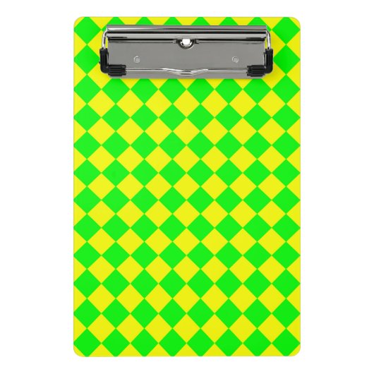 Mini Porte-bloc Motif diamant jaune-vert Checker (Devant)