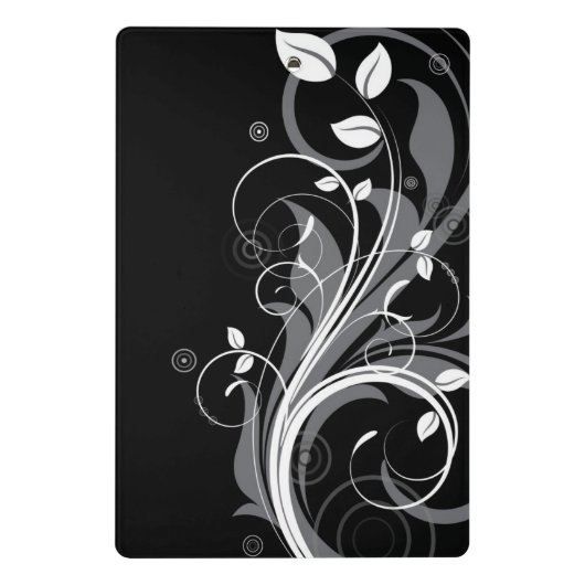 Mini Porte-bloc Motif floral gris sur le noir (Dos)