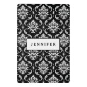 Mini Porte-bloc Motif floral noir et blanc classique de damassé (Dos)