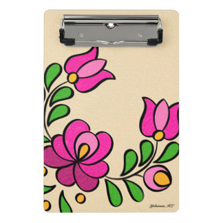 Mini Porte-bloc Motif hongrois de broderie, "Matyó" - rose