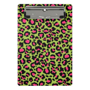 Mini Porte-bloc Motif léopard en framboise sur Lime Green