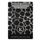 Mini Porte-bloc Motif Monogram Silver et Black Giraffe (Devant)