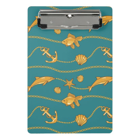 Mini Porte-bloc Motif nautique d'or (Devant)