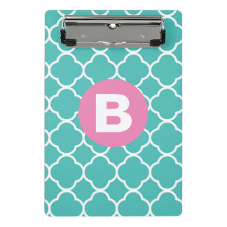 Mini Porte-bloc Motif Quatrefoil Sarcelle Monogramme Rose Personna