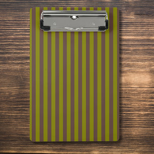 Mini Porte-bloc Motif rayé en chocolat brun et vert olive
