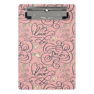 Mini Porte-bloc Motif romantique avec des coeurs et des oiseaux