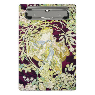 Mini Porte-bloc Mucha Femme avec marguerite, Art Nouveau Vintage