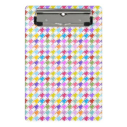 Mini Porte-bloc Multicolor Houndstooth+Motif blanc (Devant)
