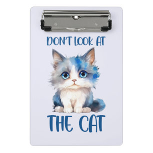 Mini Porte-bloc Ne regardez pas le chat - adorable chaton bleu