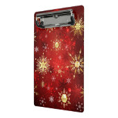 Mini Porte-bloc Noël Golden Snowflakes sur Arrière - plan rouge (Angle2)