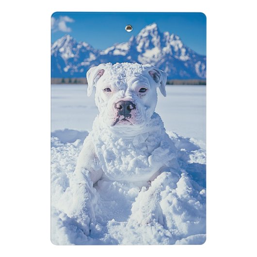 Mini Porte-bloc Noël Pitbull Chien Snowman (Dos)