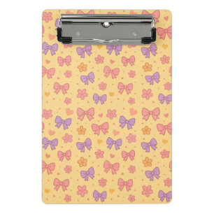 Mini Porte-bloc Nœuds et Fleurs Pastel – Jolies Filles Jaunes
