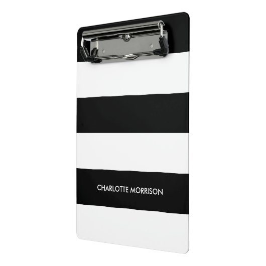 Mini Porte-bloc Nom de bande moderne monogramme noir et blanc (Angle2)