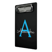 Mini Porte-bloc Nom de monogramme féminin écriture bleu noir (Angle2)