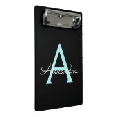 Mini Porte-bloc Nom de monogramme girly bleu sarcelle aquatique (Incliné)