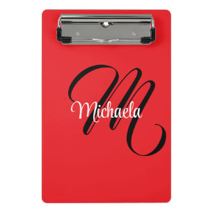 Mini Porte-bloc Nom initial minimaliste moderne monogramme rouge