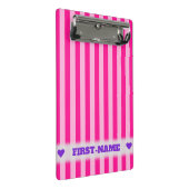 Mini Porte-bloc Nom personnalisé + Bandes roses claires et roses p (Incliné)