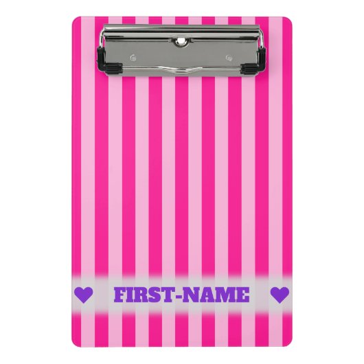 Mini Porte-bloc Nom personnalisé + Bandes roses claires et roses p (Devant)