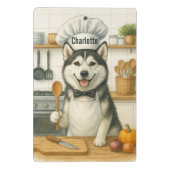 Mini Porte-bloc Nom personnalisé Funny Siberian Husky Chien Chef (Dos)
