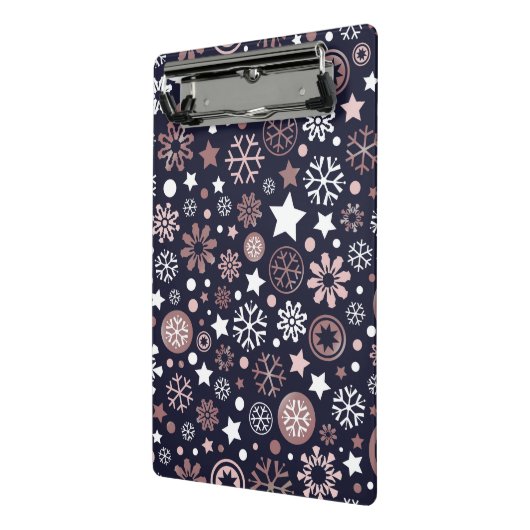 Mini Porte-bloc Nom personnalisé noël rose or neige (Angle2)