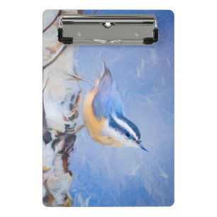 Mini Porte-bloc Nuthatch à poitrine rouge Peinture d'art original 