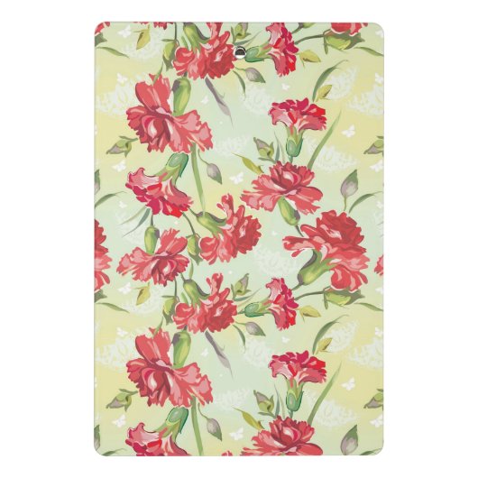 Mini Porte-bloc Oeillets rouges sur le vert avec des papillons (Dos)