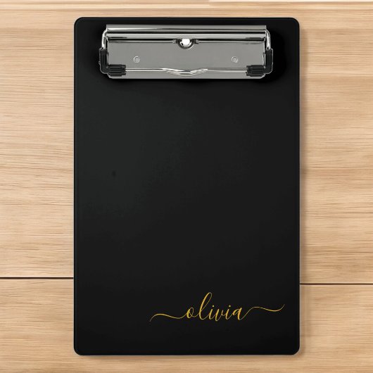 Mini Porte-bloc Or moderne en or noir Monogramme Nom