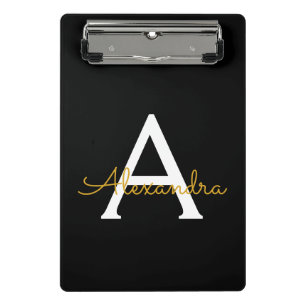 Mini Porte-bloc Or Moderne Nom Monogramme Féminin Script