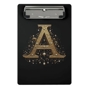 Mini Porte-bloc Orné Lettre A Or En Luxe Monogramme Vintage