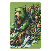 Mini Porte-bloc Ours Animés à bord d'une voiture verte (Dos)