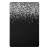 Mini Porte-bloc Paillettes Argent Noir Nom Monogramme Féminin (Dos)