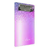 Mini Porte-bloc Paillettes de monogramme violet écriture féminine  (Incliné)