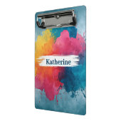 Mini Porte-bloc Paint à l'aquarelle vive avec nom personnalisé (Angle2)