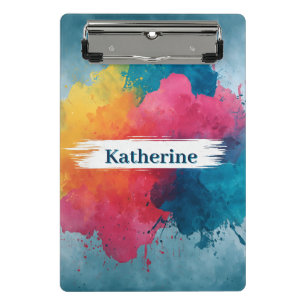 Mini Porte-bloc Paint à l'aquarelle vive avec nom personnalisé