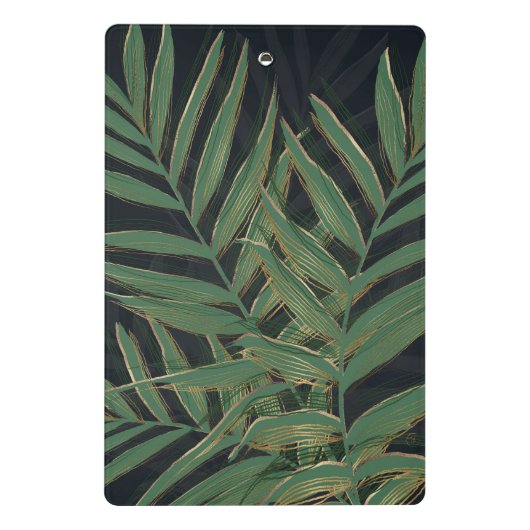 Mini Porte-bloc Palmier Vert Feuille Gold Strokes Gris Design (Dos)