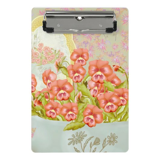 Mini Porte-bloc Pansies dans un bol (Devant)