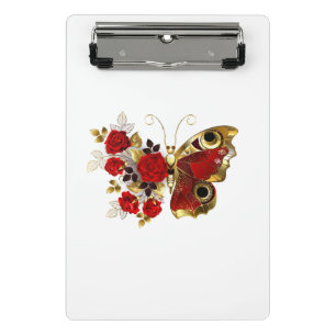 Mini Porte-bloc Papillon de fleurs rouges aux roses rouges