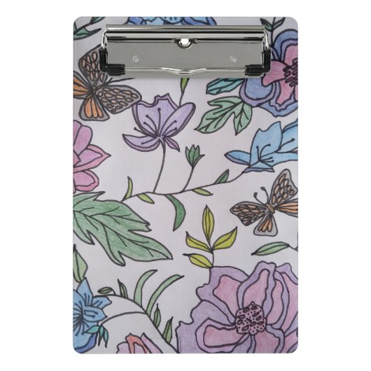 Mini Porte-bloc Papillon et fleurs (Devant)