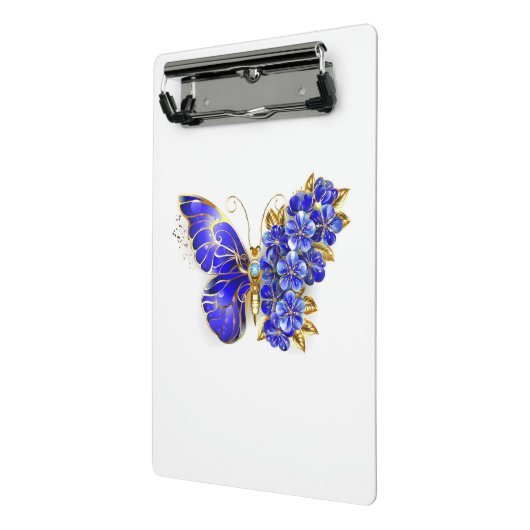 Mini Porte-bloc Papillon saphir à fleurs (Angle2)