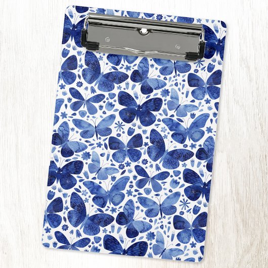 Mini Porte-bloc Papillons Motif aquarelle bleu
