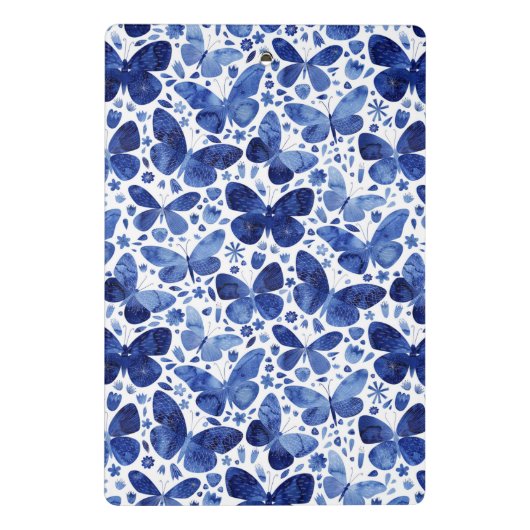 Mini Porte-bloc Papillons Motif aquarelle bleu (Dos)