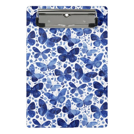 Mini Porte-bloc Papillons Motif aquarelle bleu (Devant)